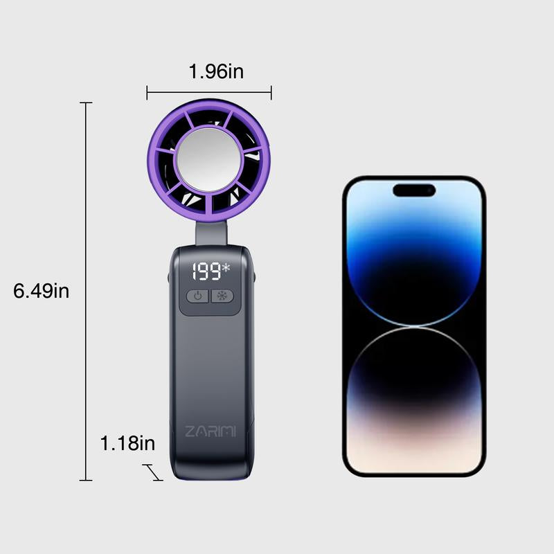 【Tiktok Shop Super Deal】Portable Handheld Fan Turbo for Travel, Mini Personal Rechargeable Fans, Extreme Ice Cooling Plate,Led Display, HD Display & Lanyard, 1-100 Speed,Up to 20H Use,Foldable Lash Fan,Perfect Gifts for Women,Child