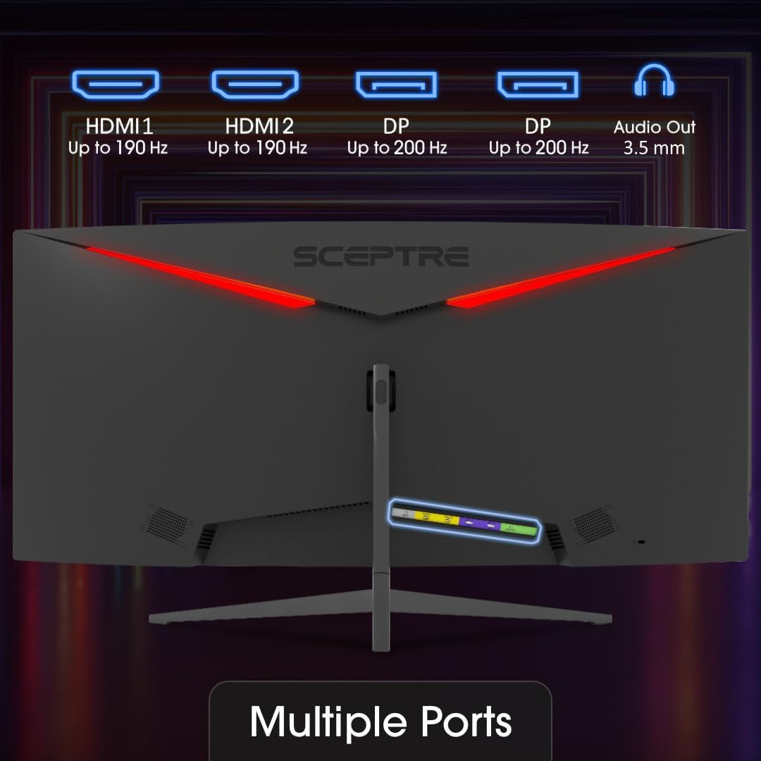 30-Inch Curved Ultra Wide Gaming Monitor, 21:9 Aspect Ratio, 2560x1080 Resolution, 200Hz Refresh Rate, Slim Design with HDMI and DisplayPort, Integrated Speakers, Metal Black (C305B-200UN1)