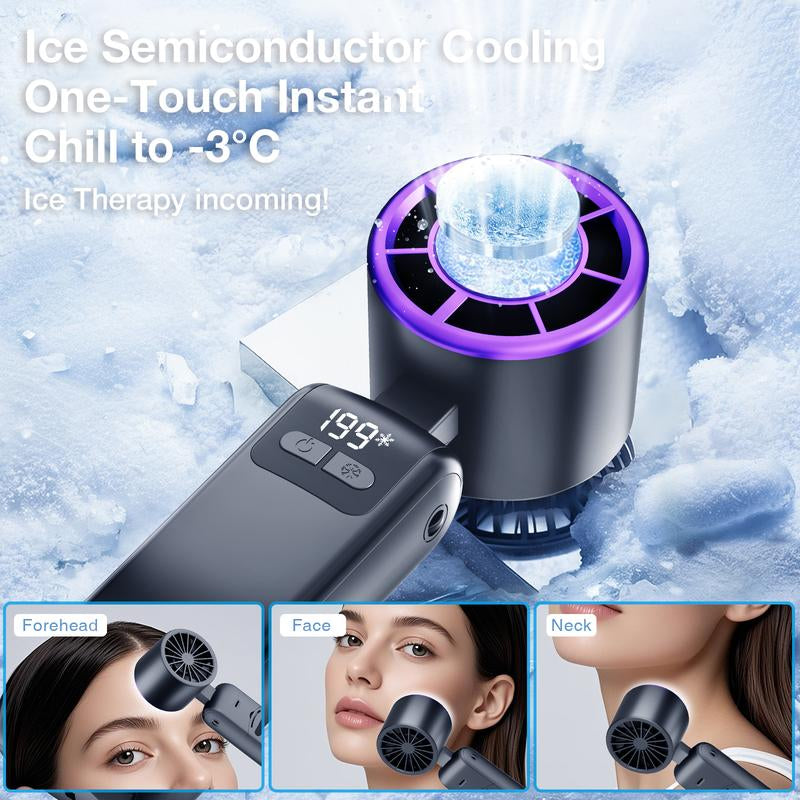 【Tiktok Shop Super Deal】Portable Handheld Fan Turbo for Travel, Mini Personal Rechargeable Fans, Extreme Ice Cooling Plate,Led Display, HD Display & Lanyard, 1-100 Speed,Up to 20H Use,Foldable Lash Fan,Perfect Gifts for Women,Child