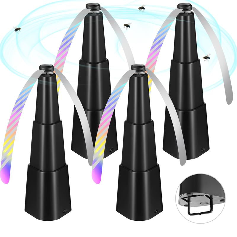 Portable Fly Fans for Tables, Fly Fan Outdoor Indoor Keep Flies Away, Table Top Fly Fan Fly Spinner with Holographic Blades, Fly Deterrent for Picnic, Restaurant, Party, Home, BBQ Fly Fan