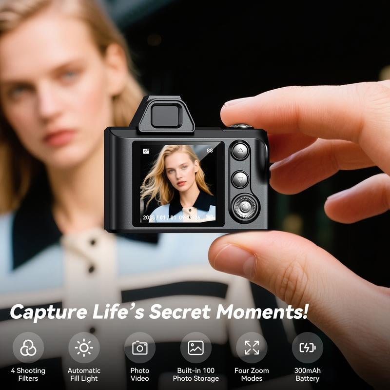 Mini Keychain Camera - Retro HD 1080P Portable Mini Digital Camera | 64GB SD Card Included, Tiny Pocket Cam for Travel, Study & Daily Recording