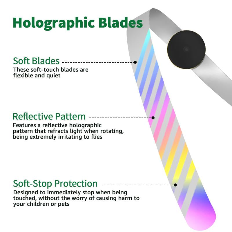 Portable Fly Fans for Tables, Fly Fan Outdoor Indoor Keep Flies Away, Table Top Fly Fan Fly Spinner with Holographic Blades, Fly Deterrent for Picnic, Restaurant, Party, Home, BBQ Fly Fan