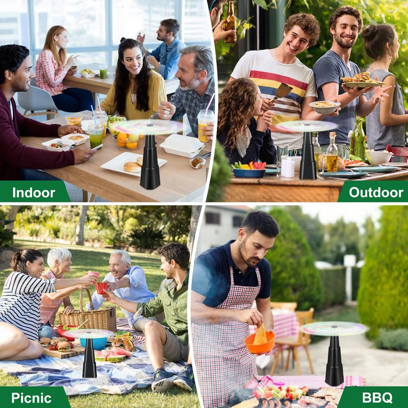 Portable Fly Fans for Tables, Fly Fan Outdoor Indoor Keep Flies Away, Table Top Fly Fan Fly Spinner with Holographic Blades, Fly Deterrent for Picnic, Restaurant, Party, Home, BBQ Fly Fan