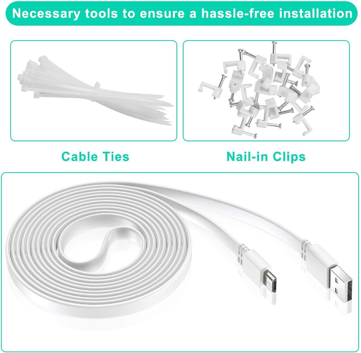20ft Extension Cable for Wyze Cam V4 (2-Pack) - USB to Micro USB Power Cord for Wyze Cam OG, V3, V3 Pro, Blink Outdoor 3rd Gen, XT, Mini, and Indoor Security Cameras - Waterproof Charging Wire