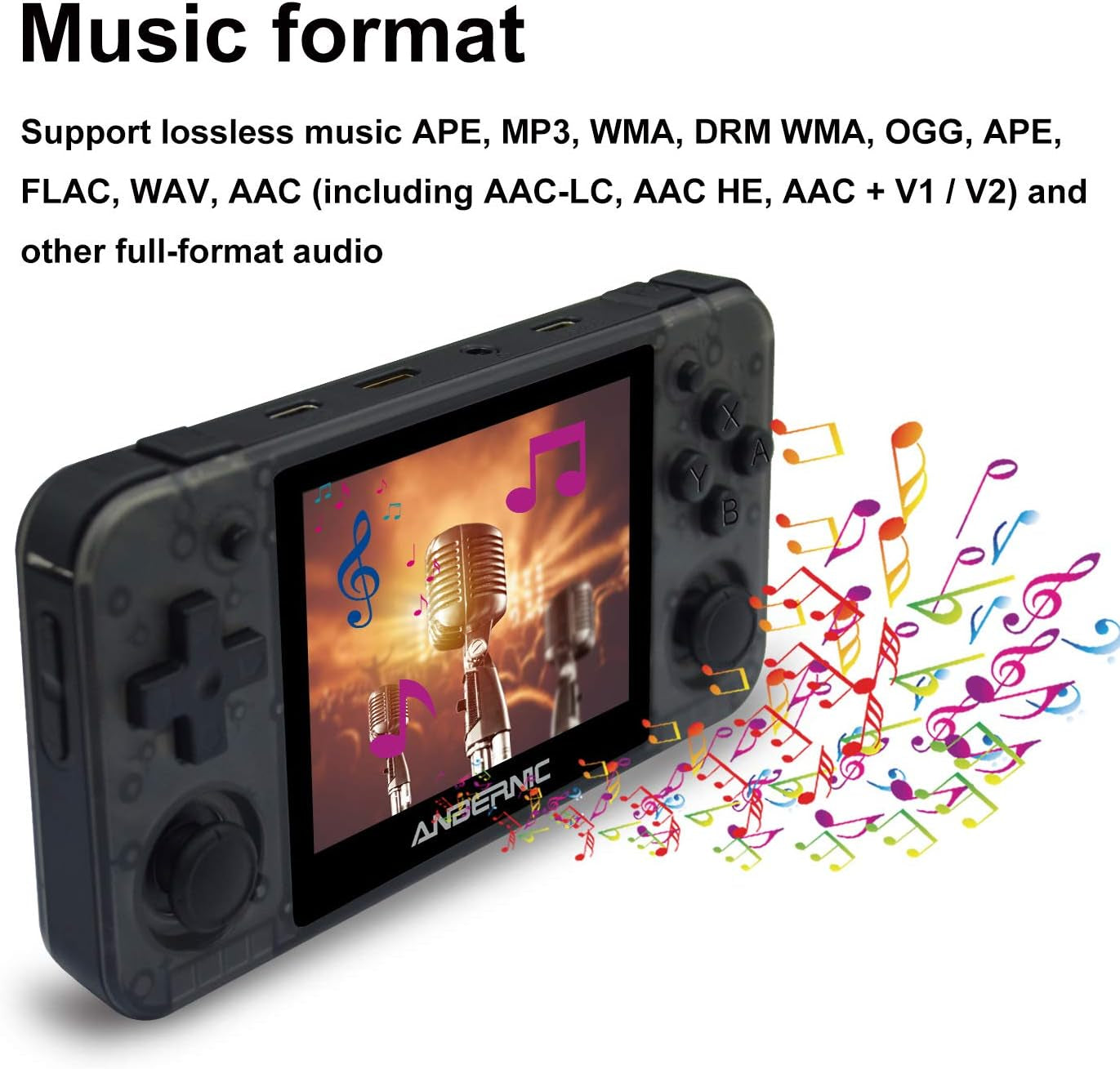 RG350P Handheld Game Console - Portable Gaming Device with 32GB TF Card and 2500 Classic Games, 3.5 Inch HD Screen, HDMI Output, Black Transparent