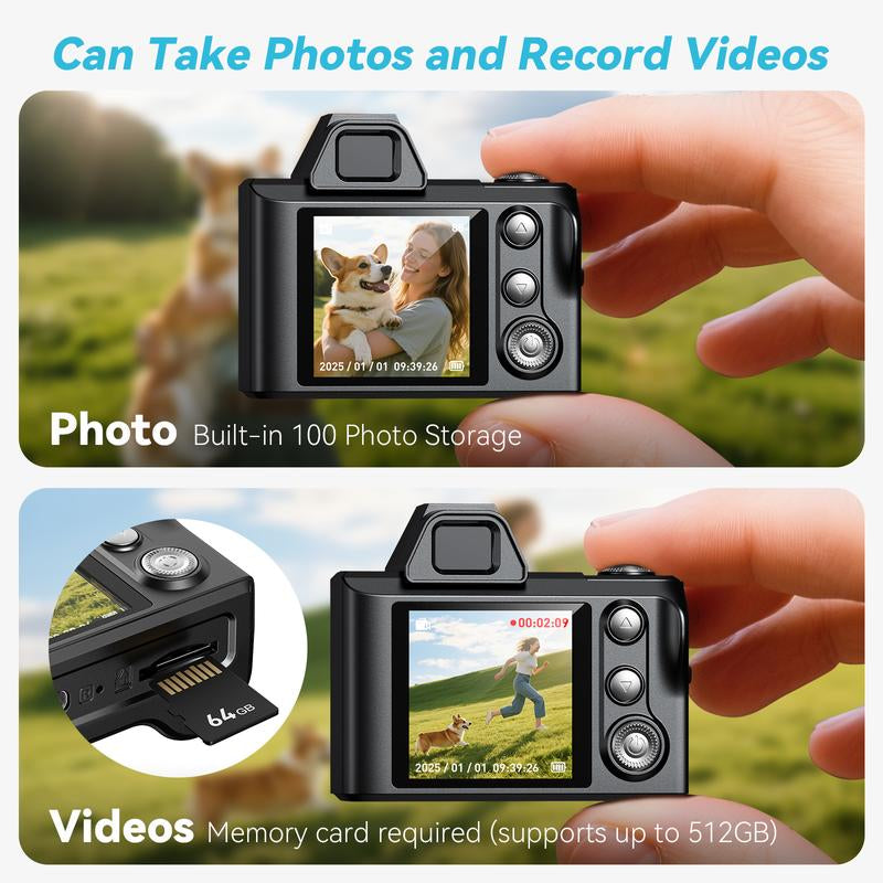 Mini Keychain Camera - Retro HD 1080P Portable Mini Digital Camera | 64GB SD Card Included, Tiny Pocket Cam for Travel, Study & Daily Recording