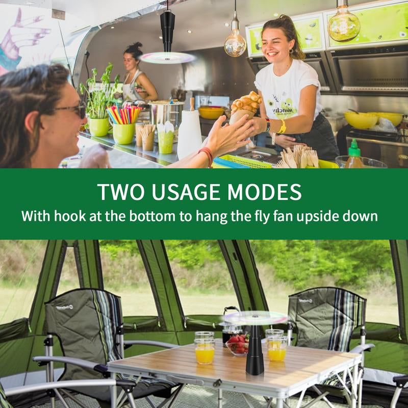 Portable Fly Fans for Tables, Fly Fan Outdoor Indoor Keep Flies Away, Table Top Fly Fan Fly Spinner with Holographic Blades, Fly Deterrent for Picnic, Restaurant, Party, Home, BBQ Fly Fan