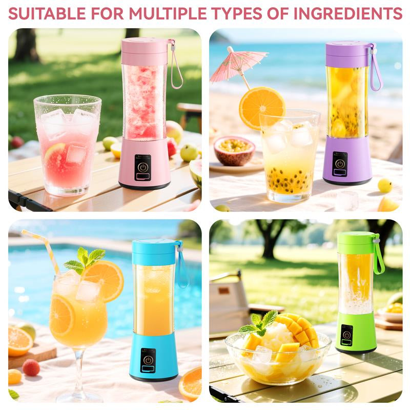 Portable Mixing Cup, Electric USB Juicer, Mini Blender, Suitable for Milkshakes and Smoothies, Juice, 12.85 Ounces, 2000 Mah, 6 Blades with Safety Lock, Food-Grade PP, Easy to Clean, Very Suitable for Travel-Enjoy Fresh Juice Anytime, Anywhere.