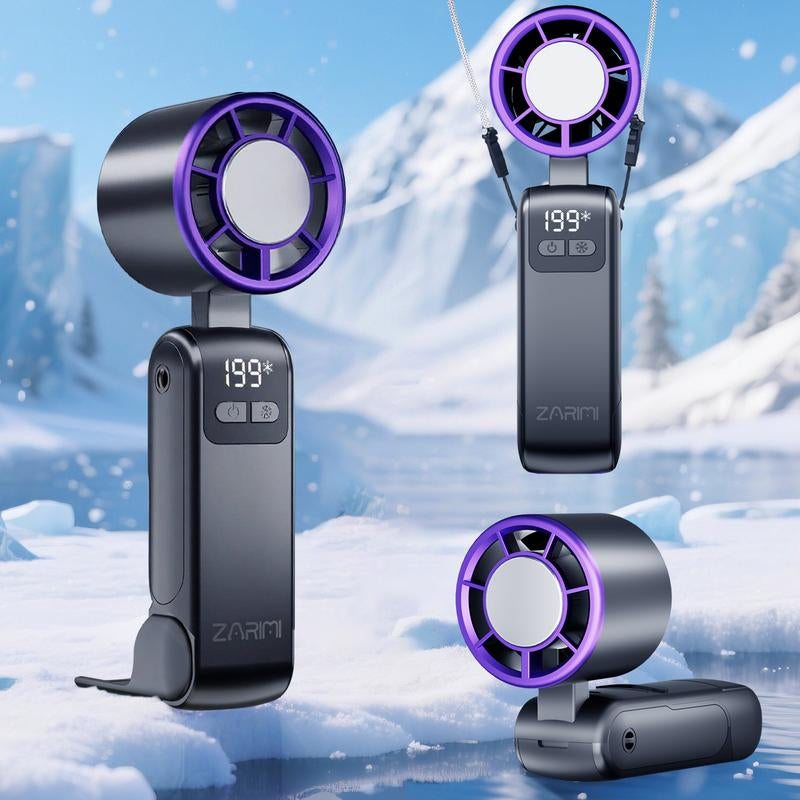 【Tiktok Shop Super Deal】Portable Handheld Fan Turbo for Travel, Mini Personal Rechargeable Fans, Extreme Ice Cooling Plate,Led Display, HD Display & Lanyard, 1-100 Speed,Up to 20H Use,Foldable Lash Fan,Perfect Gifts for Women,Child