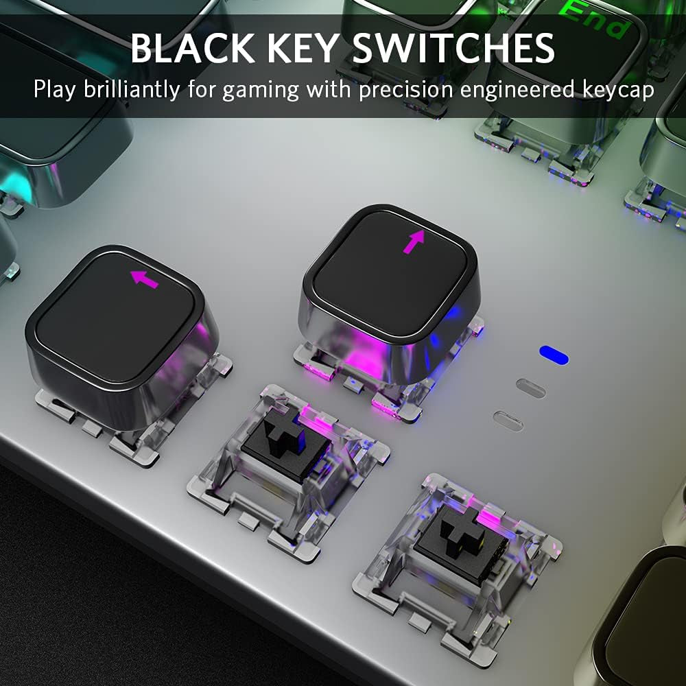 Professional Mechanical Gaming Keyboard with LED Rainbow Backlighting, 104 Anti-Ghosting Keys, Quick-Response Black Switches, Multimedia Controls, and Removable Hand Rest for PC and Desktop Use