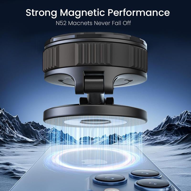 Upgraded 360° Nano Gel Vacuum Magnetic Phone Holder, Car Phone Holder for Magsafe[108+Lbs Strongest Suction & 3000Gf Strongest Magnetic], Suction Cup Phone Mount for Car/For Iphone 11-16 Pro Max Adsorption Car Holder