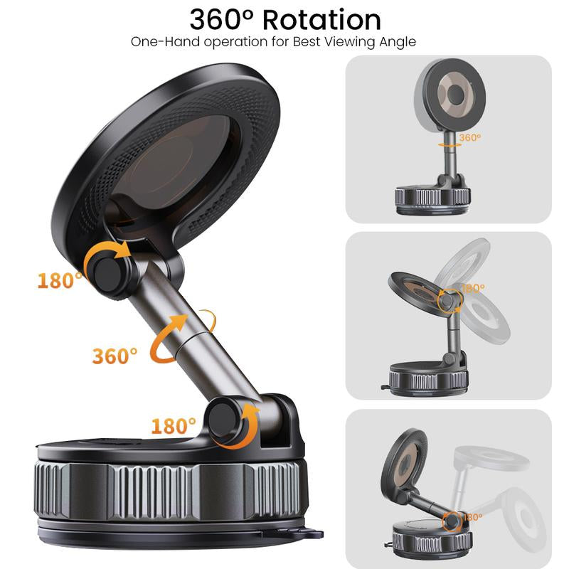Upgraded 360° Nano Gel Vacuum Magnetic Phone Holder, Car Phone Holder for Magsafe[108+Lbs Strongest Suction & 3000Gf Strongest Magnetic], Suction Cup Phone Mount for Car/For Iphone 11-16 Pro Max Adsorption Car Holder