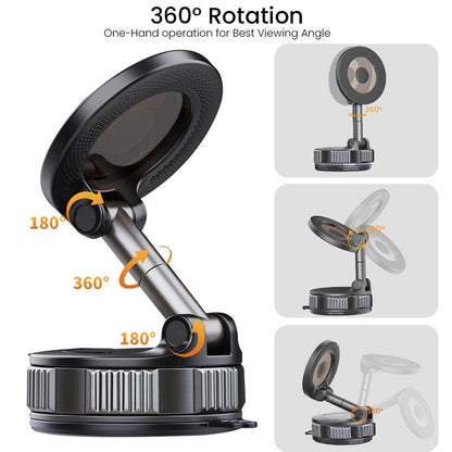 Upgraded 360° Nano Gel Vacuum Magnetic Phone Holder, Car Phone Holder for Magsafe[108+Lbs Strongest Suction & 3000Gf Strongest Magnetic], Suction Cup Phone Mount for Car/For Iphone 11-16 Pro Max Adsorption Car Holder