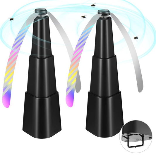Portable Fly Fans for Tables, Fly Fan Outdoor Indoor Keep Flies Away, Table Top Fly Fan Fly Spinner with Holographic Blades, Fly Deterrent for Picnic, Restaurant, Party, Home, BBQ Fly Fan