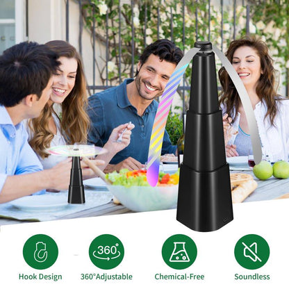 Portable Fly Fans for Tables, Fly Fan Outdoor Indoor Keep Flies Away, Table Top Fly Fan Fly Spinner with Holographic Blades, Fly Deterrent for Picnic, Restaurant, Party, Home, BBQ Fly Fan