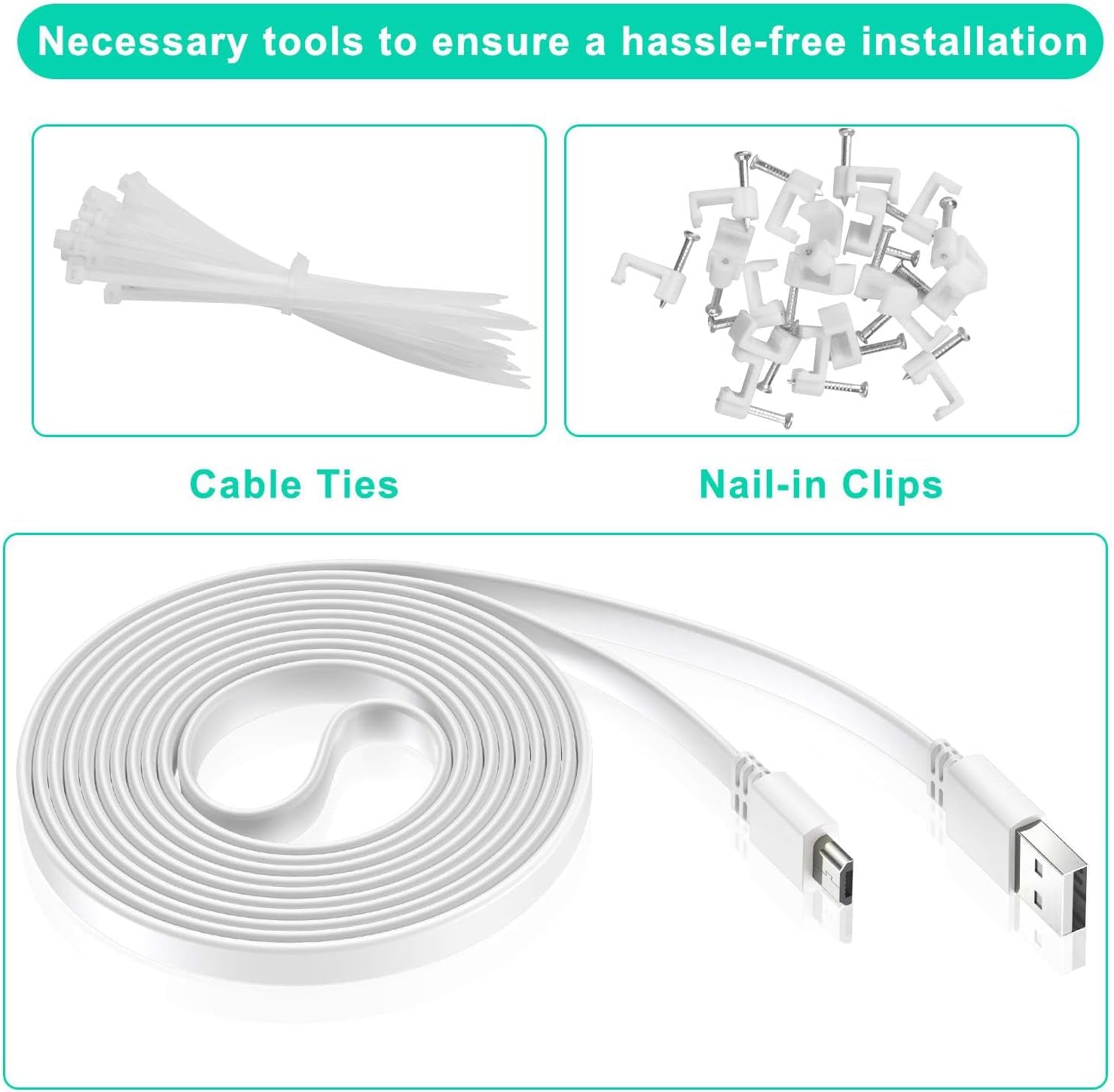 20ft Extension Cable for Wyze Cam V4 (2-Pack) - USB to Micro USB Power Cord for Wyze Cam OG, V3, V3 Pro, Blink Outdoor 3rd Gen, XT, Mini, and Indoor Security Cameras - Waterproof Charging Wire