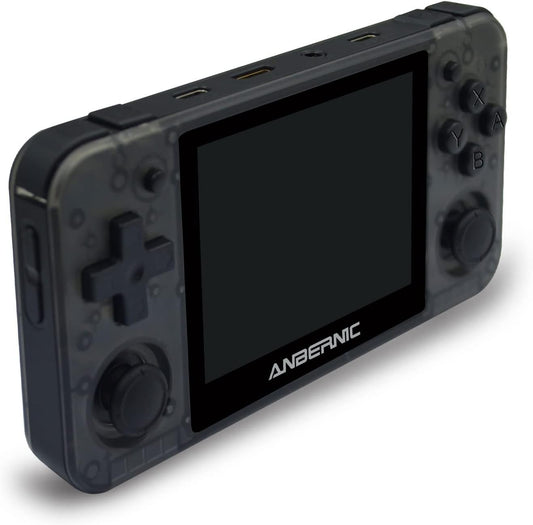RG350P Handheld Game Console - Portable Gaming Device with 32GB TF Card and 2500 Classic Games, 3.5 Inch HD Screen, HDMI Output, Black Transparent