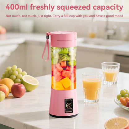 Portable Mixing Cup, Electric USB Juicer, Mini Blender, Suitable for Milkshakes and Smoothies, Juice, 12.85 Ounces, 2000 Mah, 6 Blades with Safety Lock, Food-Grade PP, Easy to Clean, Very Suitable for Travel-Enjoy Fresh Juice Anytime, Anywhere.